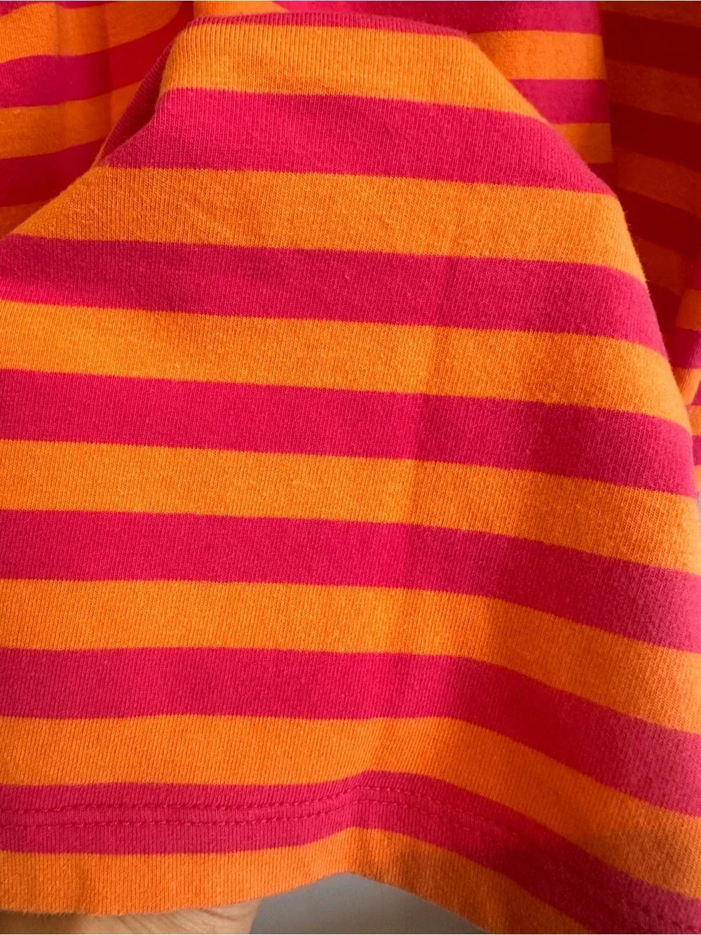 Strapless Black & Pink Polka Dot Top with Neon Pink-Orange Striped dress